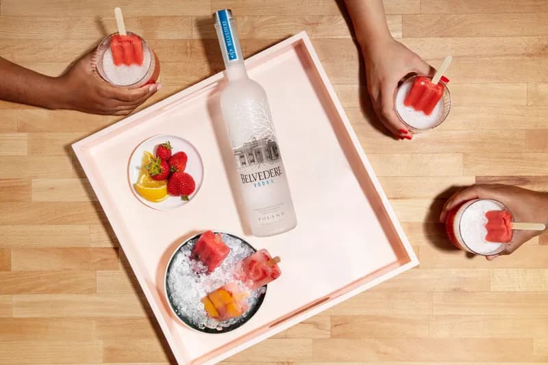 Belvedere top-down tabletop advertising photography with hands, social deliverable