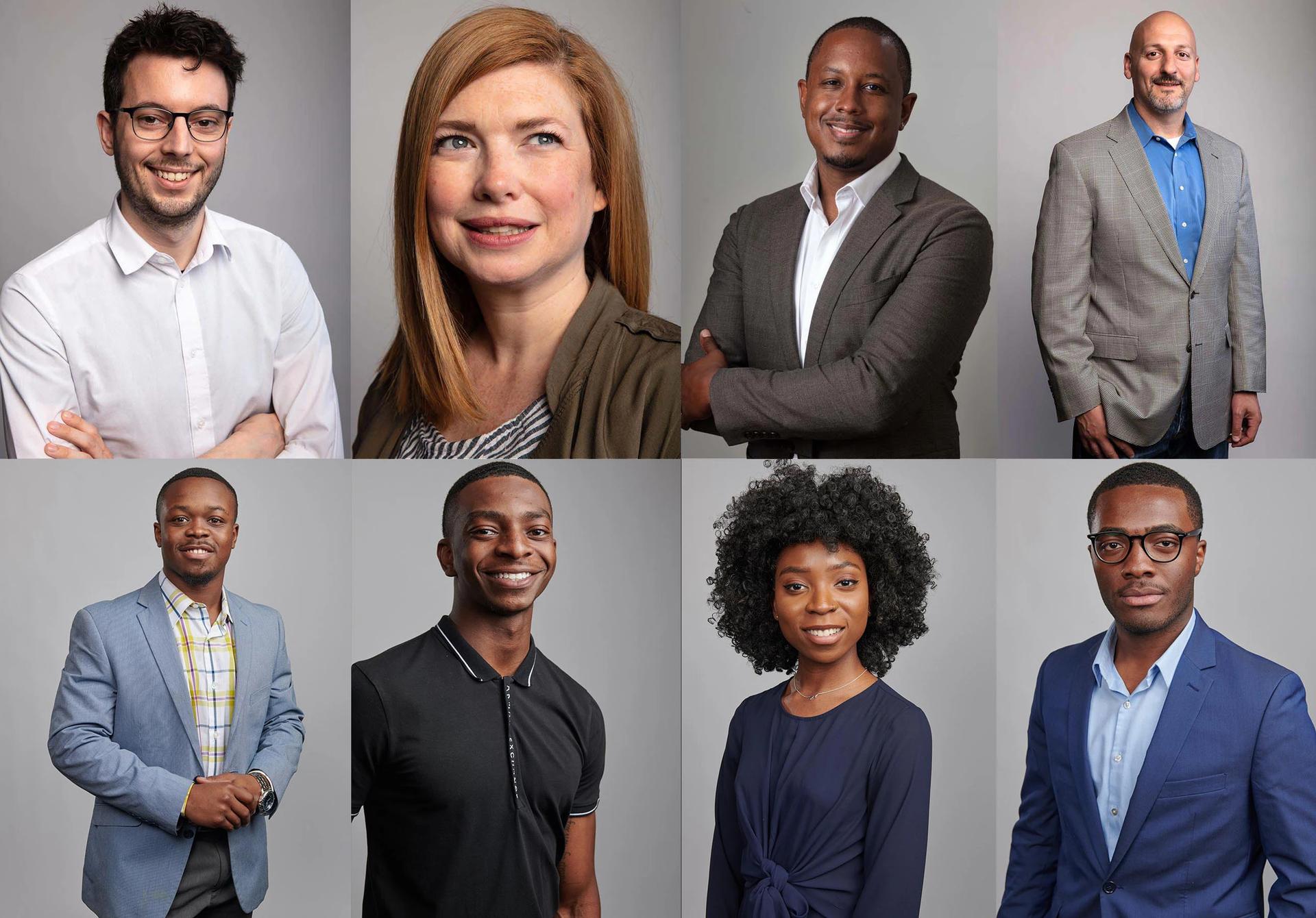 Clean professional headshot on grey background