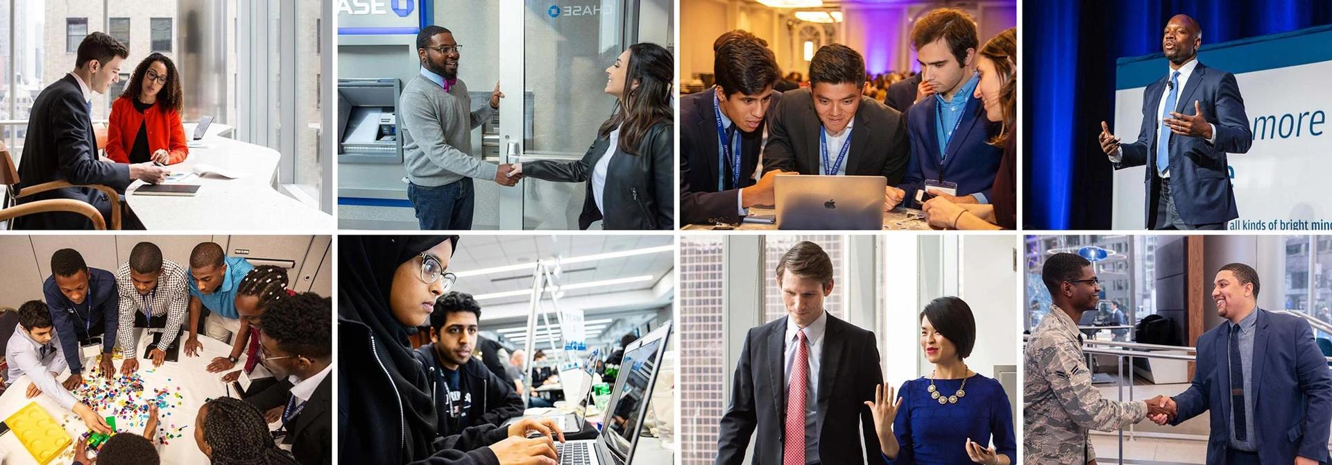 Corporate photography concept featuring professionals in a modern business setting