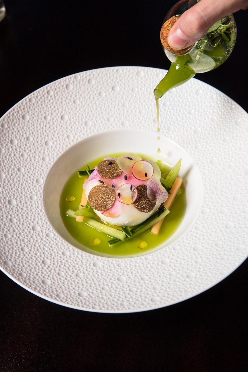 Close-up detail of a luxury table setting, New York restaurant photography