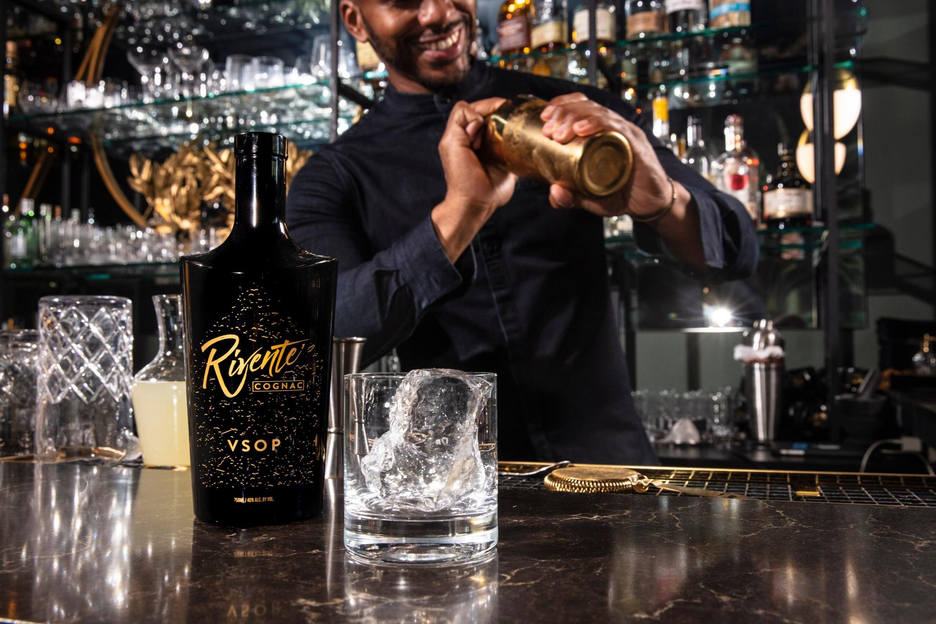 Moody scotch on the rocks product shot