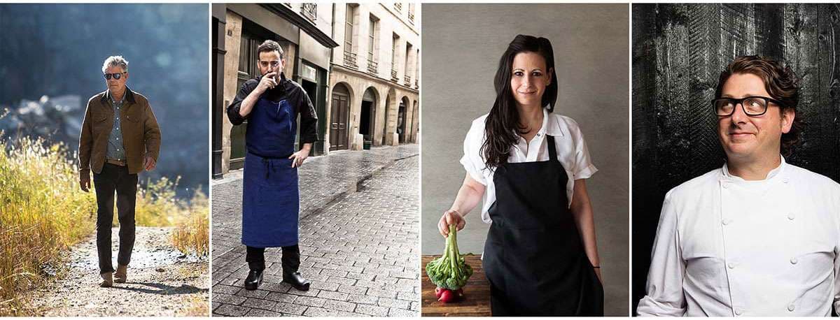 Chef focused on plating dish in kitchen