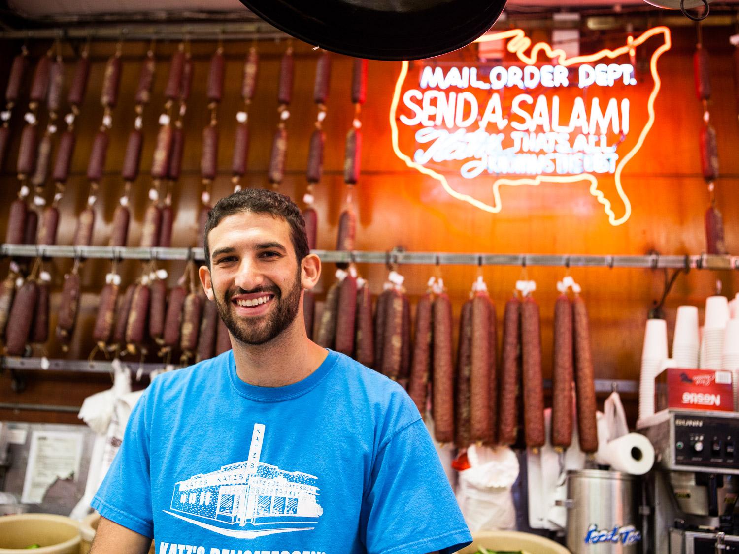 Jake Dell of Katz's Deli cutting pastrami