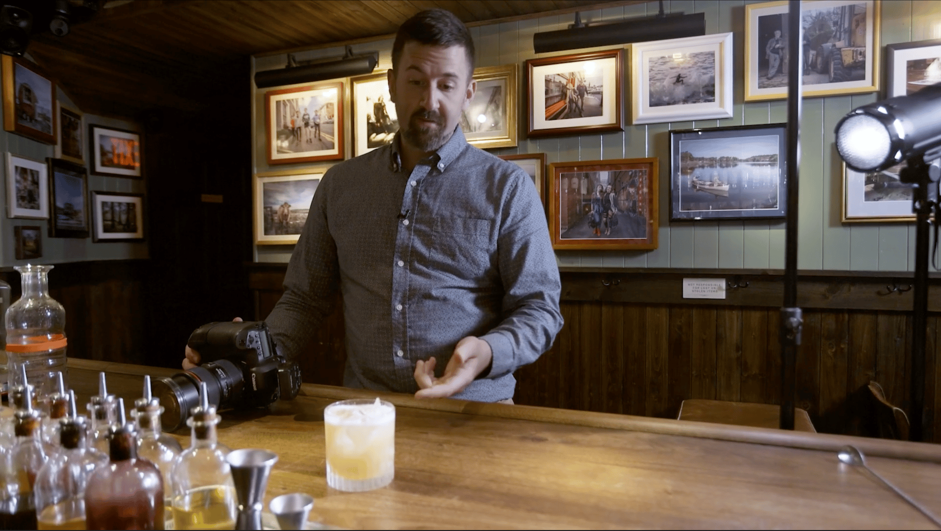 Brent Herrig presenting at a bar venue