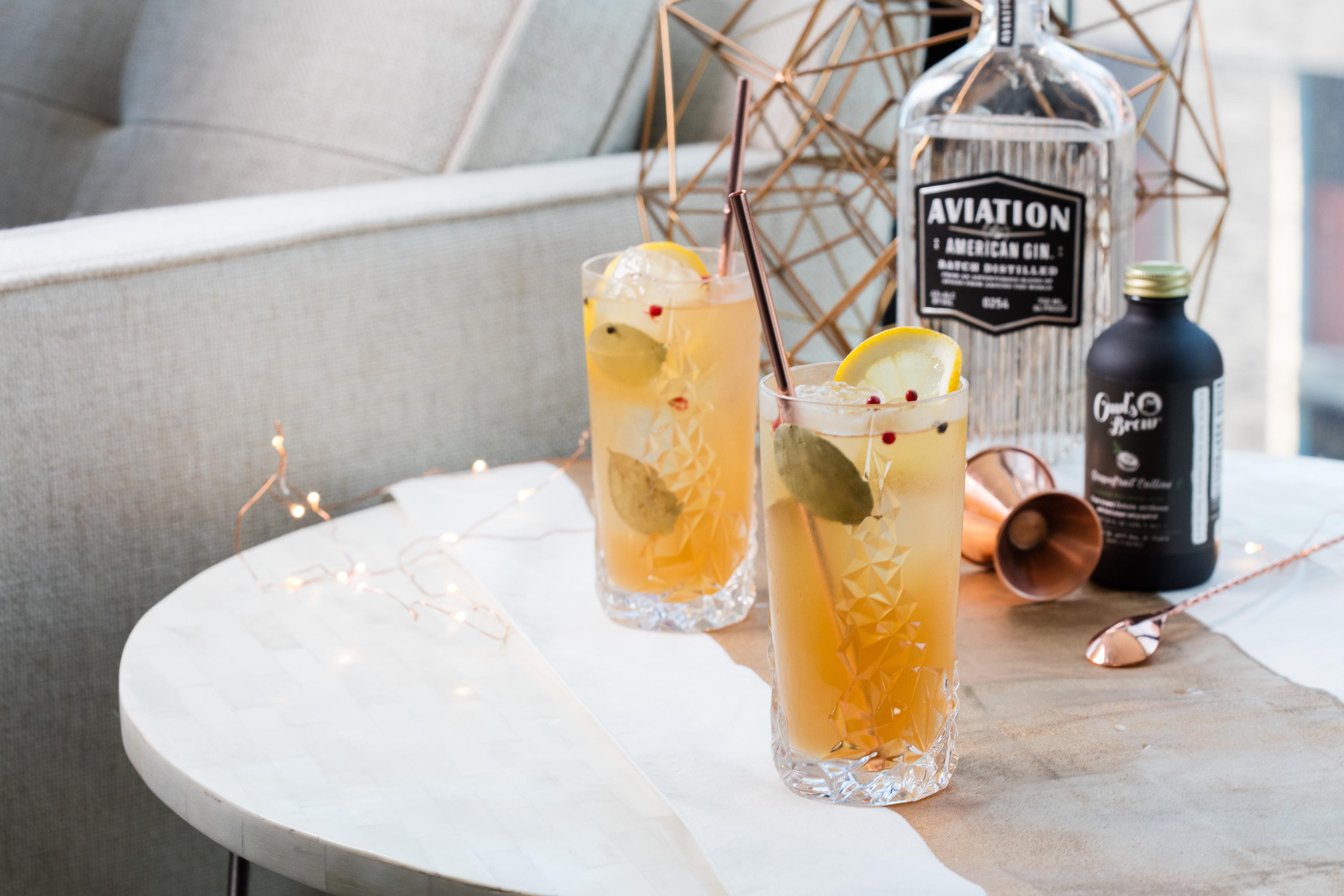 Modern minimalist bottle shot with geometric shadows