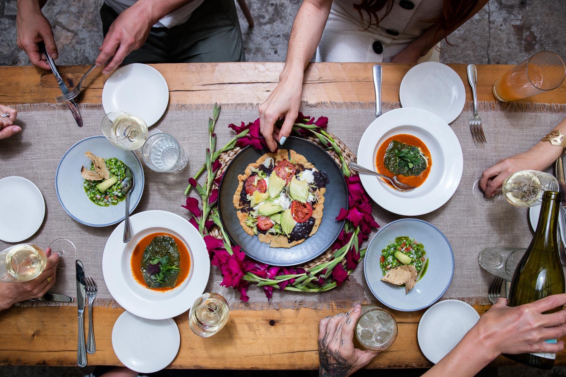 Warm editorial food styling for autumn advertising campaign, featuring seasonal ingredients and cozy atmosphere