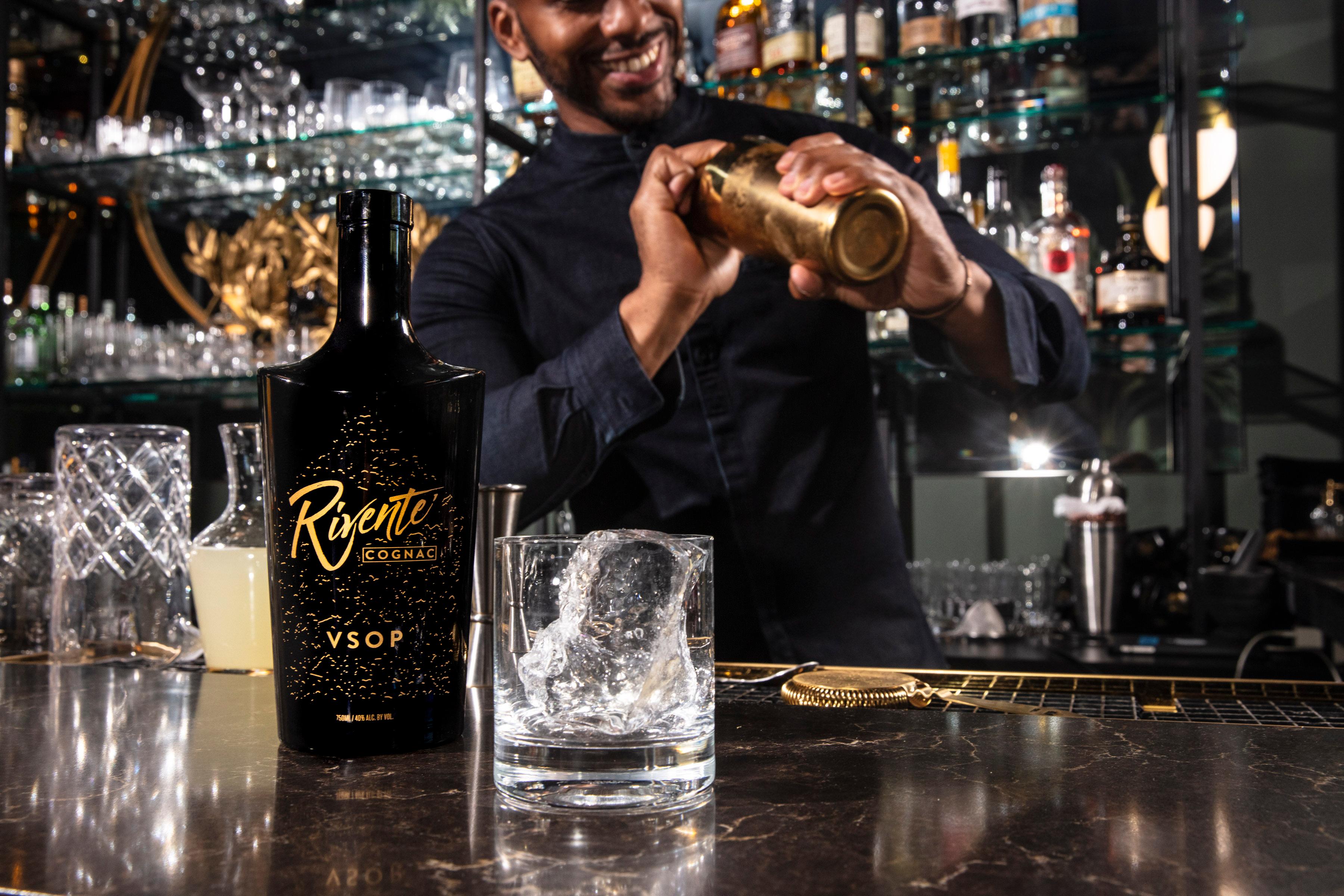 Moody scotch on the rocks product shot